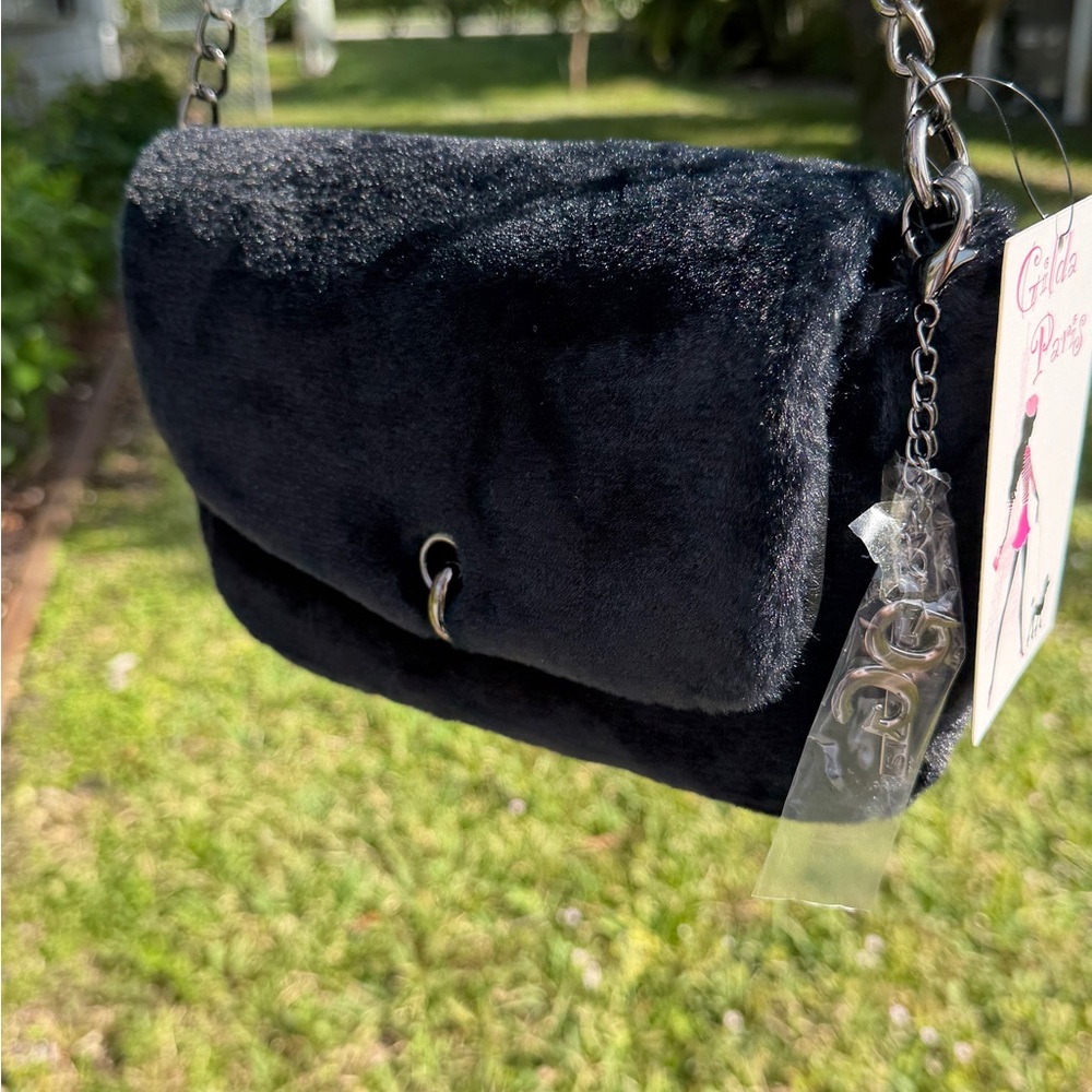 GILDA PARIS Noir Faux Fur Crossbody Bag In Black - Picture 8 of 16